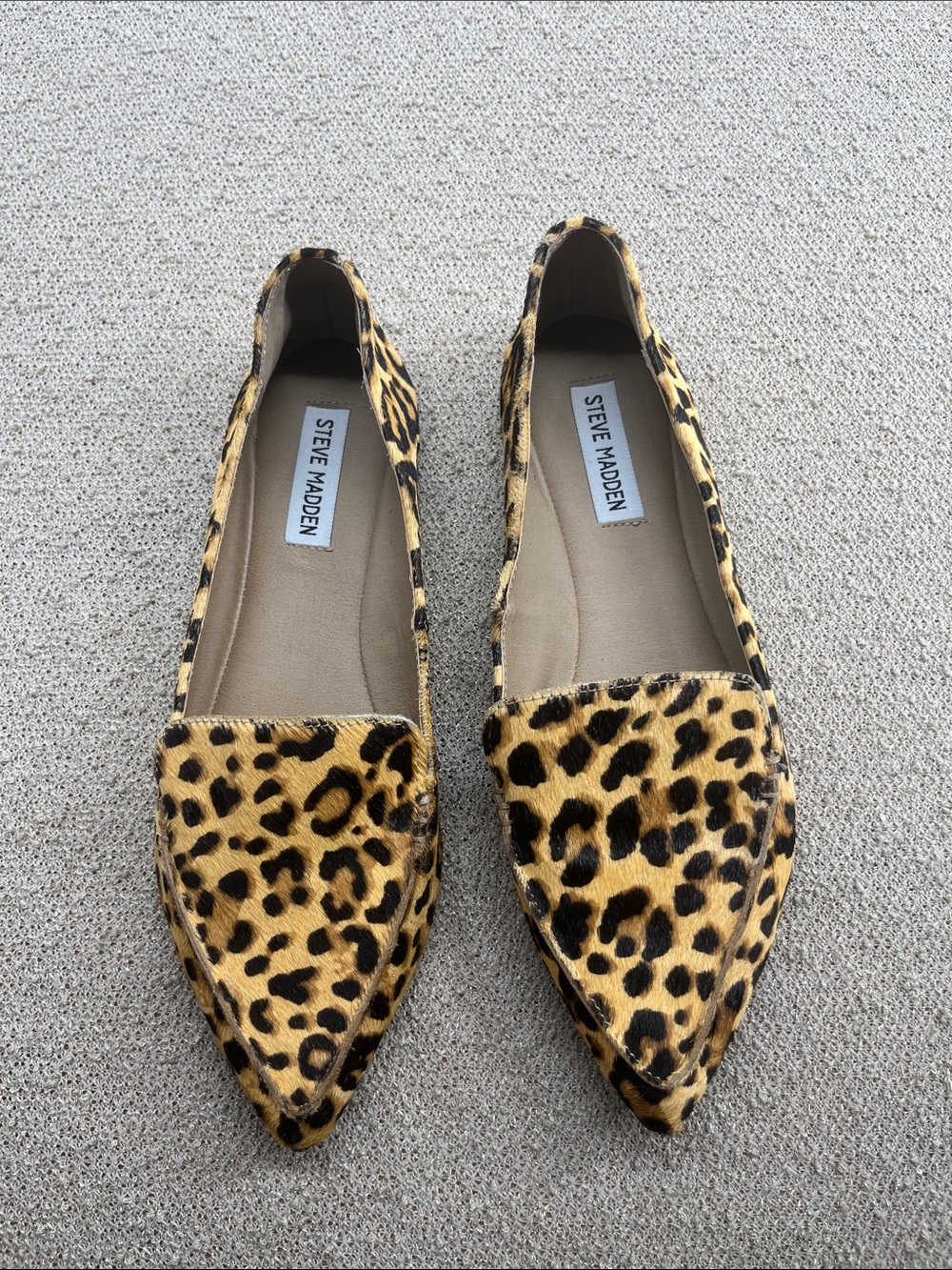 Steve Madden Leopard-Print Pointed Flats in Tan and Black
